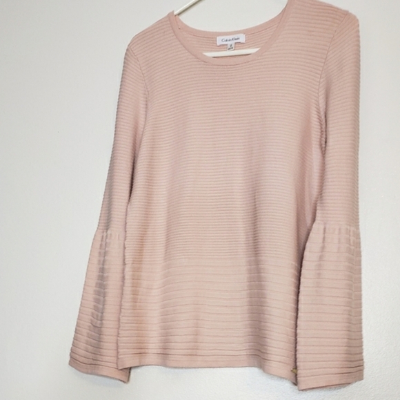 Calvin Klein Bell Sleeve Blouse Top Bohemian Cottagecore Barbiecore Designer - Picture 9 of 15